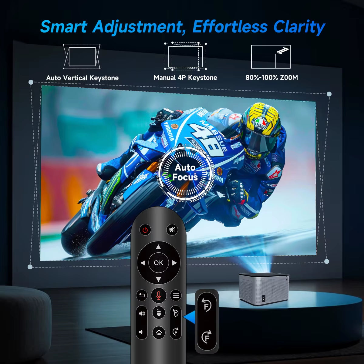 Transform Your Home Entertainment with the Android 11 4K Smart Projector - Stunning 580 ANSI Lumens, Voice Control & WiFi6 Connectivity