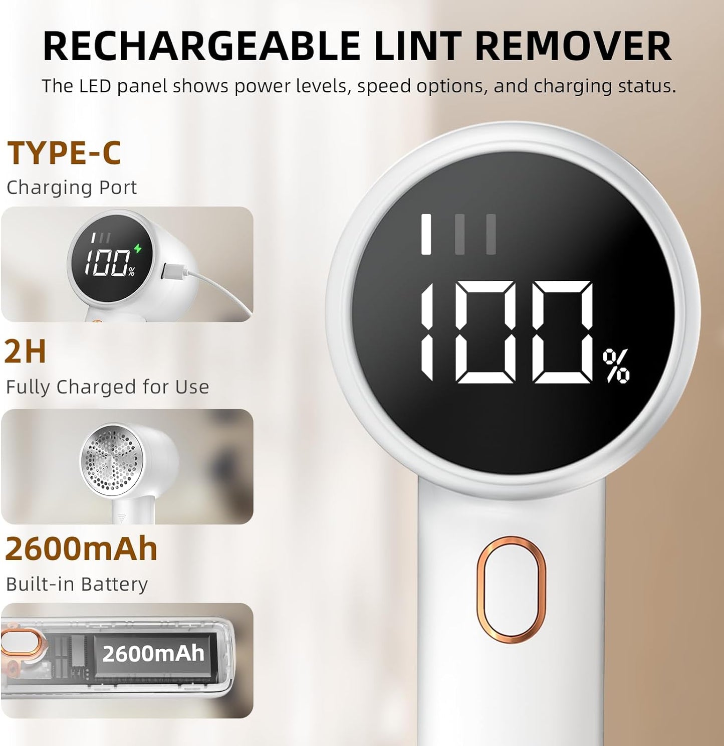 Revitalize Your Wardrobe with Our Rechargeable Electric Fabric Shaver - Lint Remover with 6 Blades, 3 Speed Settings, and LED Display for Effortless Pilling Removal on Clothes, Furniture, and More!