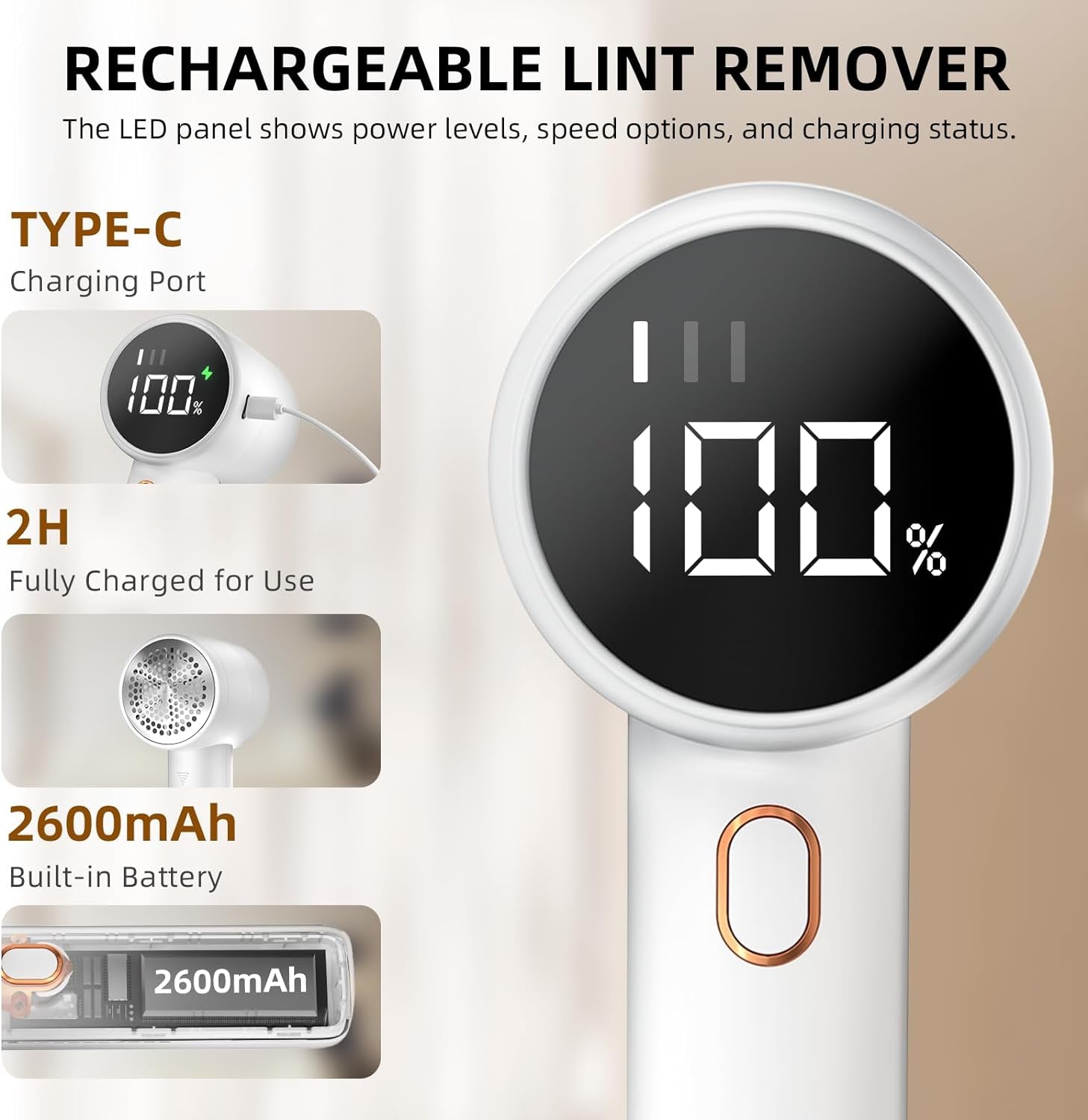 Revitalize Your Wardrobe with Our Rechargeable Electric Fabric Shaver - Lint Remover with 6 Blades, 3 Speed Settings, and LED Display for Effortless Pilling Removal on Clothes, Furniture, and More!