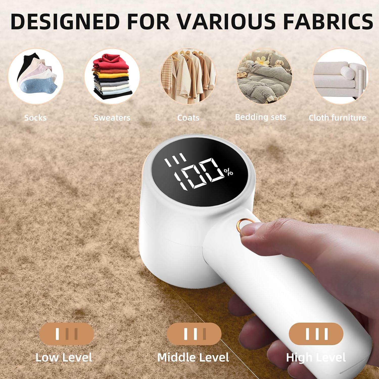 Revitalize Your Wardrobe with Our Rechargeable Electric Fabric Shaver - Lint Remover with 6 Blades, 3 Speed Settings, and LED Display for Effortless Pilling Removal on Clothes, Furniture, and More!